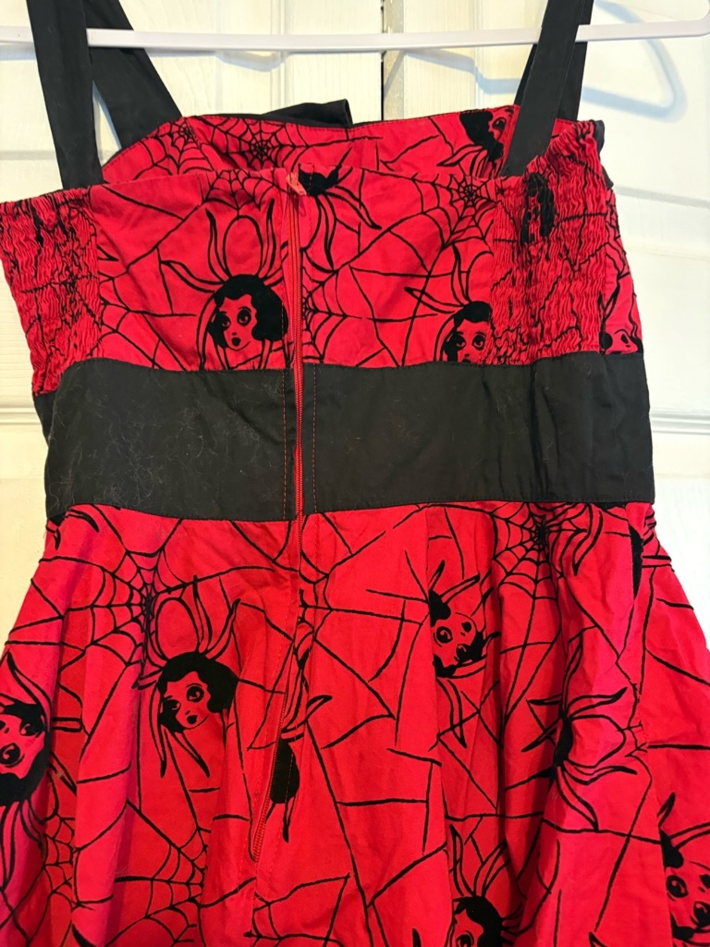Hell Bunny Red and Black Spider Web Swing Dress - Picture 5 of 8
